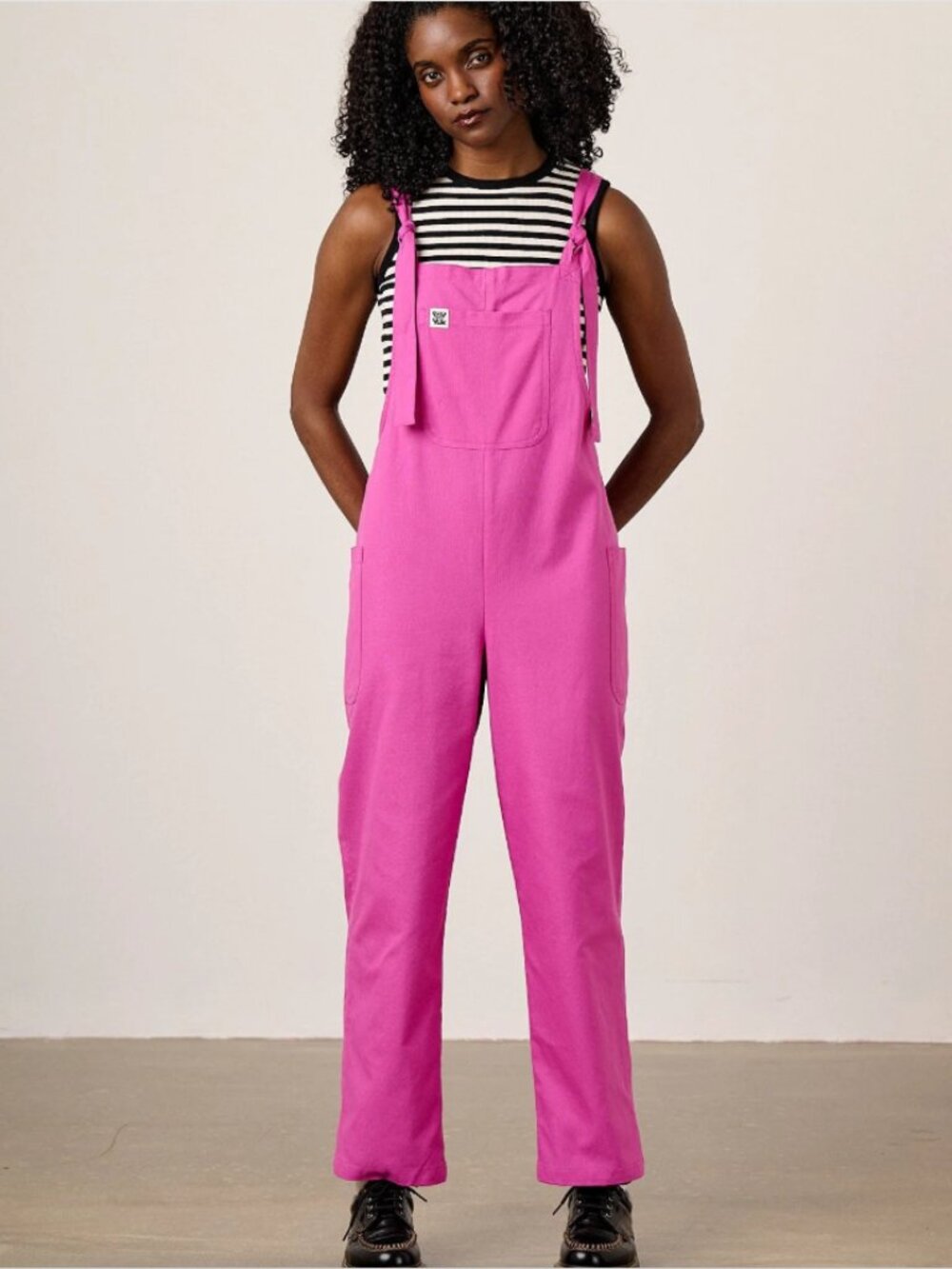 Lucy & Yak Una Overalls Dungarees Womens US 8L UK 12L Pink Organic Cotton Bibs